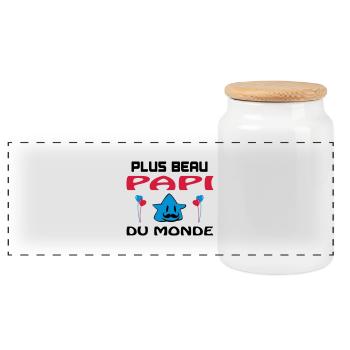 Plus beau papi du monde - Boîte à biscuits avec couvercle en bois - blanc - Devant
