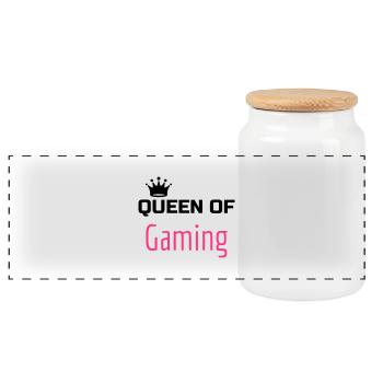 Gaming Gamer Video Game Player Geek - Panoramic Cookie Jar with Wooden Lid - white - Front