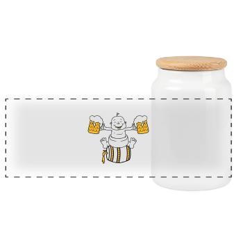 drunk, octoberfest, drinking, alcohol, glass, jug, - Panoramic Cookie Jar with Wooden Lid - white - Front