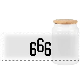666 - Panoramic Cookie Jar with Wooden Lid - white - Front