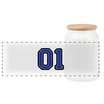01 - Panoramic Cookie Jar with Wooden Lid - white - Front