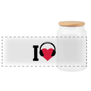 I love Music - Panorama Keksdose mit Holzdeckel - Weiß - Vorne