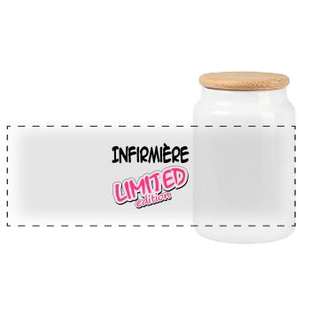 Docteur / Infirmier / Kiné / Médecin / Infirmière - Panoramic Cookie Jar with Wooden Lid - white - Front
