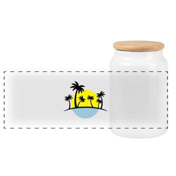 island sun palm - Panorama Keksdose mit Holzdeckel - Weiß - Vorne
