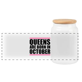 queens born in october - Panorama Keksdose mit Holzdeckel - Weiß - Vorne