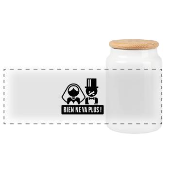 Rien Ne Va Plus ! (Groom / Stag Party / Husband) - Panoramic Cookie Jar with Wooden Lid - white - Front