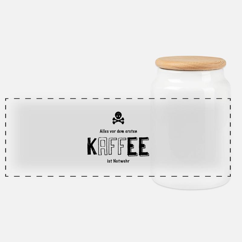 Alles vor dem ersten Kaffee ist Notwehr - Panorama Keksdose mit Holzdeckel - Weiß