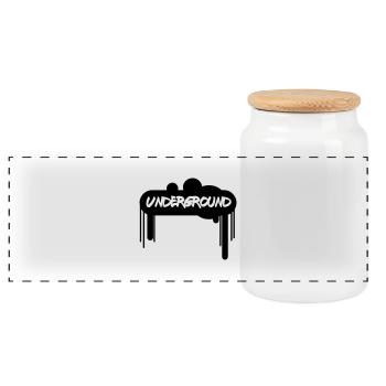Spray Underground –Graffiti Style Streetart Design - Panorama Keksdose mit Holzdeckel - Weiß - Vorne