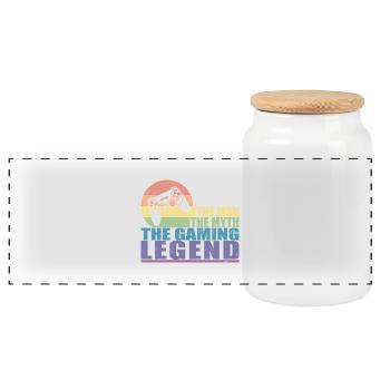 Funny Gamer Dad The Man Myth & Legend Father's Day - Panoramic Cookie Jar with Wooden Lid - white - Front