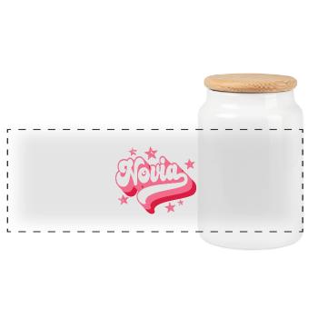 Novia Girlfriend Engagement Bridal Shower Wedding - Panoramic Cookie Jar with Wooden Lid - white - Front