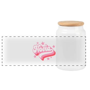 Novia Girlfriend Engagement Bridal Shower Wedding - Panoramic Cookie Jar with Wooden Lid - white - Front