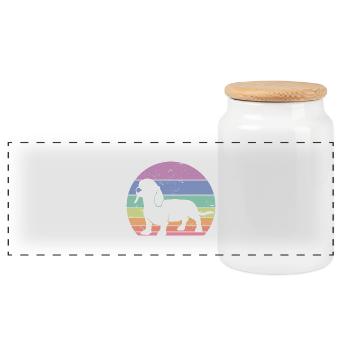 Retro Dackel Silhouette - Hundeliebhaber Geschenk - Panorama Keksdose mit Holzdeckel - Weiß - Vorne