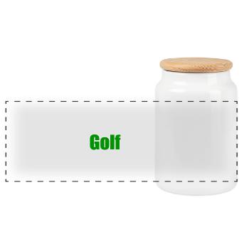 Golf - Panorama Keksdose mit Holzdeckel - Weiß - Vorne