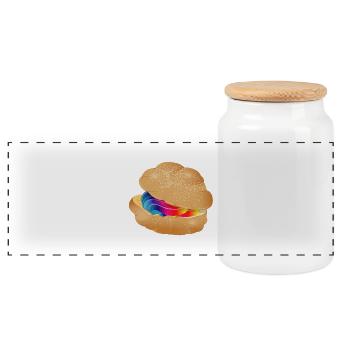 Illustration d’une bouffée à la crème colorée - Boîte à biscuits avec couvercle en bois - blanc - Devant