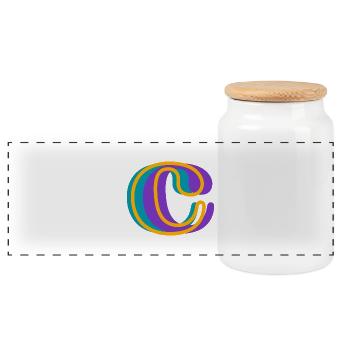 Letter c multicoloured - original gift idea - Panoramic Cookie Jar with Wooden Lid - white - Front