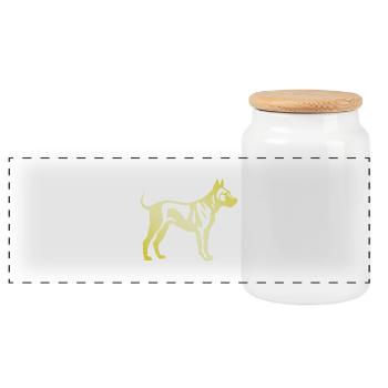 Bull Terrier Dog Silhouette - Panoramic Cookie Jar with Wooden Lid - white - Front