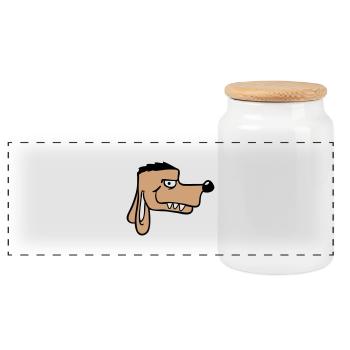 Chien Visage Méchant Dangereux Dents Monstre - Boîte à biscuits avec couvercle en bois - blanc - Devant
