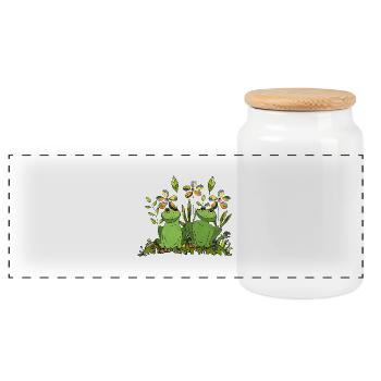 Grenouilles - Boîte à biscuits avec couvercle en bois - blanc - Devant