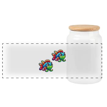 Bande dessinée Poisson 2 - Boîte à biscuits avec couvercle en bois - blanc - Devant