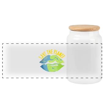 Sauvez le monde look vintage - Boîte à biscuits avec couvercle en bois - blanc - Devant