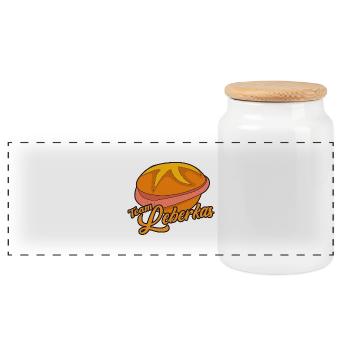 Team Leberkas – Das perfekte T-Shirt für Leberkäse - Panorama Keksdose mit Holzdeckel - Weiß - Vorne