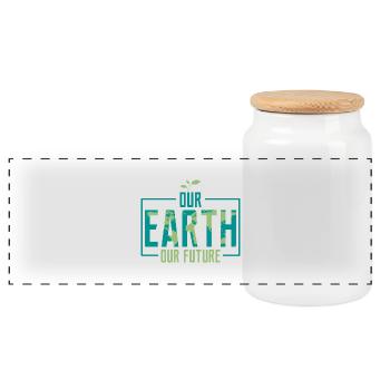Our Earth Our Future Earth Day Environmental Plane - Panoramic Cookie Jar with Wooden Lid - white - Front