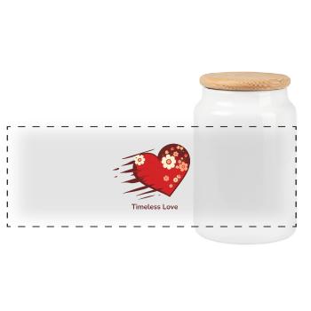 Timeless Love - Panoramic Cookie Jar with Wooden Lid - white - Front