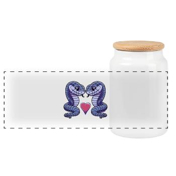 Serpent Cobra Couple Saint Valentin - Boîte à biscuits avec couvercle en bois - blanc - Devant