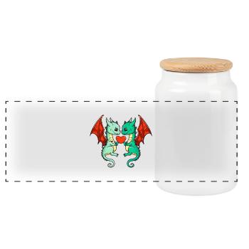 Drache Paar Valentinstag - Panorama Keksdose mit Holzdeckel - Weiß - Vorne