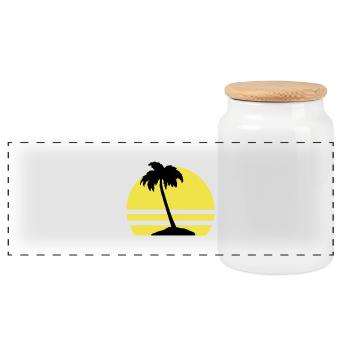 Palm Island - Panoramic Cookie Jar with Wooden Lid - white - Front
