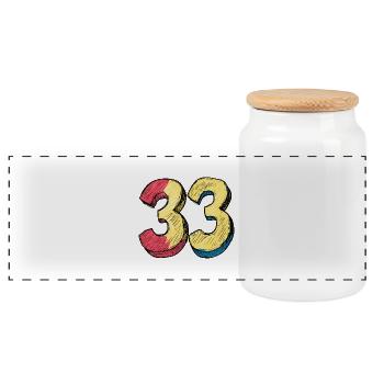 33 Number symbol - Panoramic Cookie Jar with Wooden Lid - white - Front