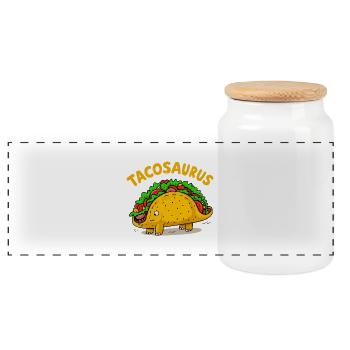 Tacosaurus - Panorama Keksdose mit Holzdeckel - Weiß - Vorne