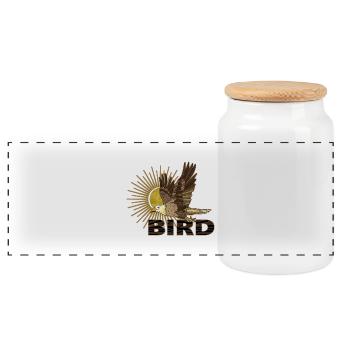Oiseau - Boîte à biscuits avec couvercle en bois - blanc - Devant