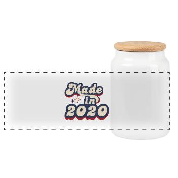 Made in 2020 retro - Boîte à biscuits avec couvercle en bois - blanc - Devant