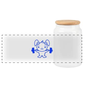 Bunny Bodybuilder Gym Muscles Fort Fitness Poids - Boîte à biscuits avec couvercle en bois - blanc - Devant