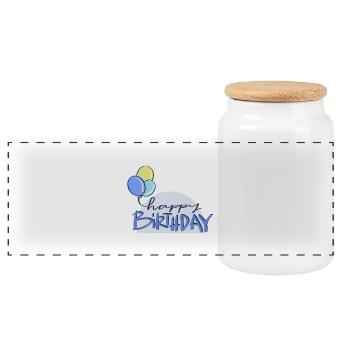 Happy Birthday, Birthday, Balloons, Party - Panoramic Cookie Jar with Wooden Lid - white - Front