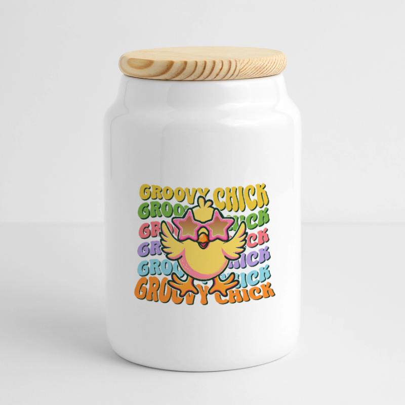 Easter Easter Bunny Easter Eve Easter Sunday Easter Egg Spring Panoramic Cookie Jar with Wooden Lid