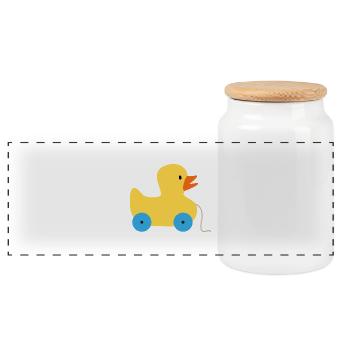 Toy - Panoramic Cookie Jar with Wooden Lid - white - Front