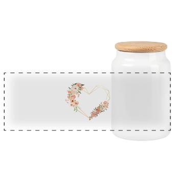 Blumen Goldenes Herz Brief - Panorama Keksdose mit Holzdeckel - Weiß - Vorne