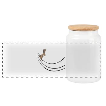 Bunny Ski Bunny Rampe de saut à ski Ski Neige - Boîte à biscuits avec couvercle en bois - blanc - Devant