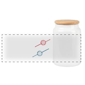 Instant Connection Geometric Art Design - Panorama Keksdose mit Holzdeckel - Weiß - Vorne