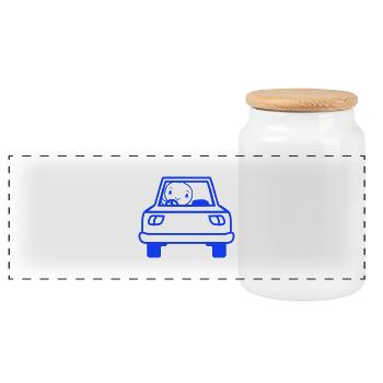 oiseau conduite voiture conducteur permis de conduire mobile - Boîte à biscuits avec couvercle en bois - blanc - Devant