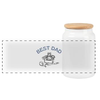 Best Dad - Panoramic Cookie Jar with Wooden Lid - white - Front