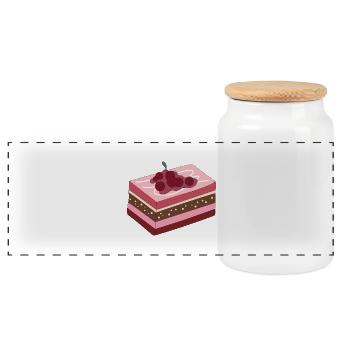 Sweets Cake - Panoramic Cookie Jar with Wooden Lid - white - Front