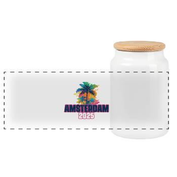Palmiers de vacances d’Amsterdam 2025 - Boîte à biscuits avec couvercle en bois - blanc - Devant
