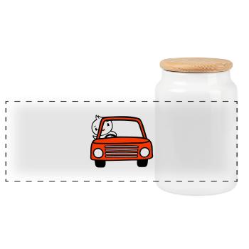 Canard agitant le conducteur de voiture conduisant un véhicule rapide - Boîte à biscuits avec couvercle en bois - blanc - Devant