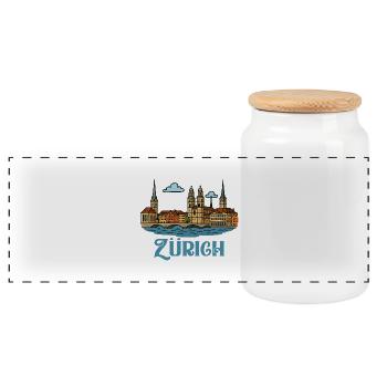 zuerich stadt city - Panorama Keksdose mit Holzdeckel - Weiß - Vorne