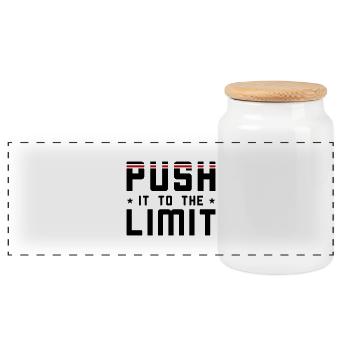 Push it to the limit - Panoramic Cookie Jar with Wooden Lid - white - Front
