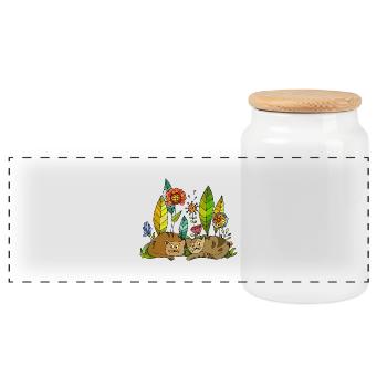 Cats - Panoramic Cookie Jar with Wooden Lid - white - Front