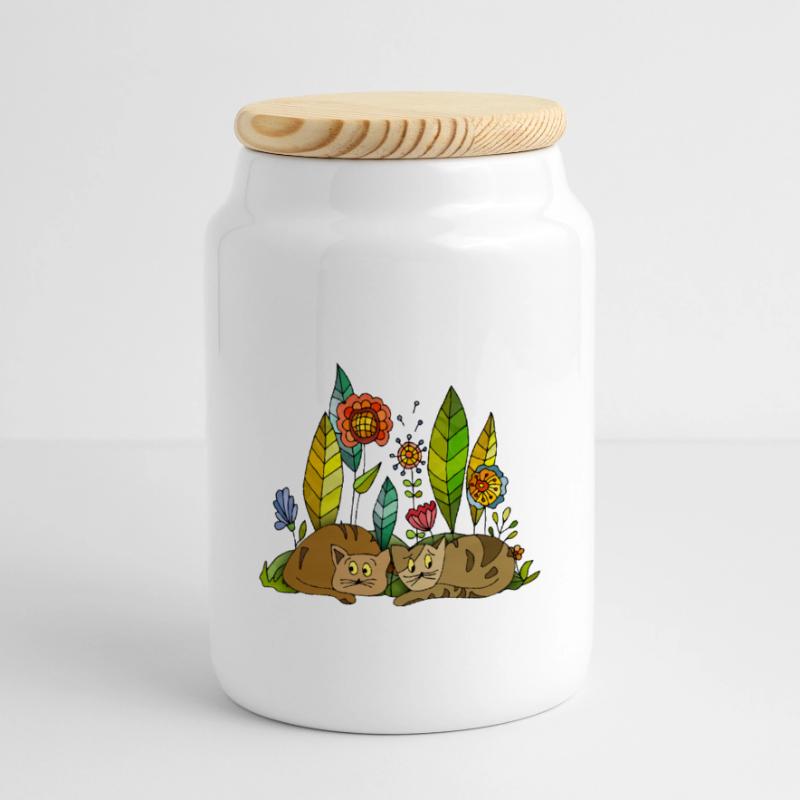 Chats Boîte à biscuits avec couvercle en bois